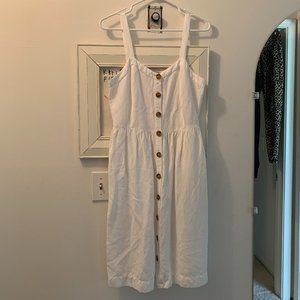 LOFT linen/cotton blend white dress